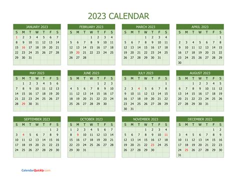 annual calendar
