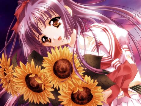 anime girls flowers wallpapers hd wallpapers id