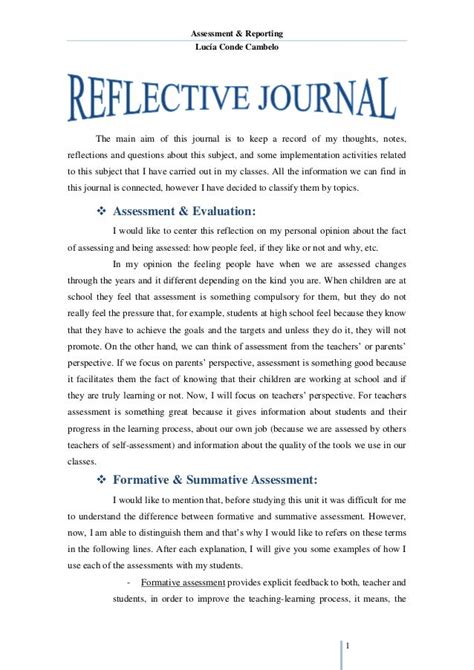 reflective journal unit