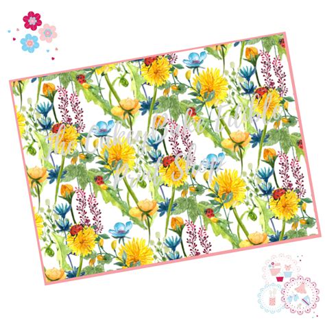 yellow meadow flowers floral  edible printed sheet