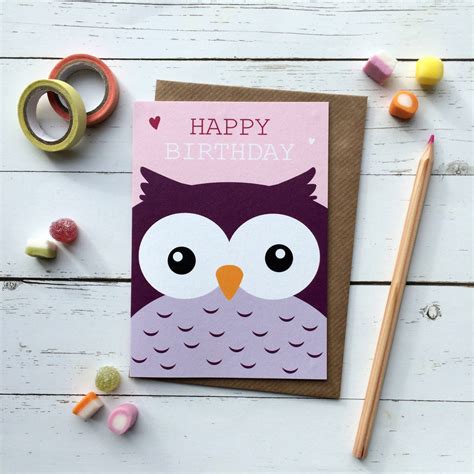 cute owl birthday card  aliroo