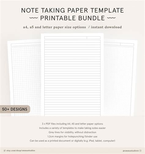 student note  template printable pack