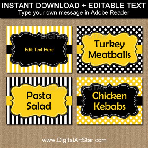 food  tags template  printable templates