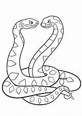 Coloring Colorear Anaconda Vipers Vector Garabato Esquema Pequeñas Sonríen Víboras Colorante sketch template