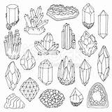 Crystal Gem Drawing Line Sketch Illustration Tattoo Coloring Crystals Drawn Hand Mineral Stock Drawings Simple Pages Cave Choose Board Minerals sketch template