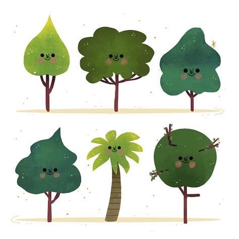 vector hand drawn type  trees