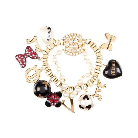 disney couture minnie mouse gold plated charm bracelet    polyvore bangle bracelets