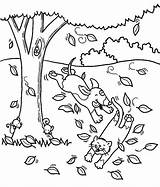 Coloring Fall Pages Dog Autumn Cat Tree Under Run After Leaf Color Printable Kids Getcolorings Print Play sketch template