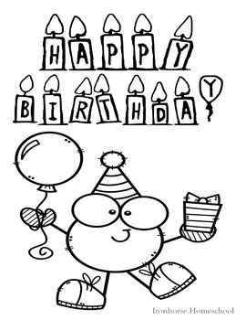 happy birthday coloring page  ironhorse schooling tpt