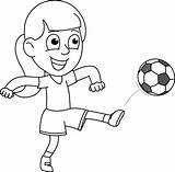 Ball Clipart Playing Kicking Girl Soccer Outline Sports Play Boy Kick Kids Football Clip Drawing Player Cliparts Search Children Intramurals sketch template