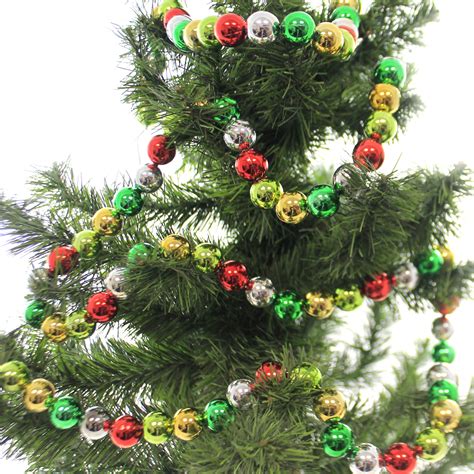 christmas large jolly bead garland plastic multi colored tree trim