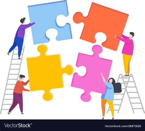 people assemble  puzzle royalty  vector image