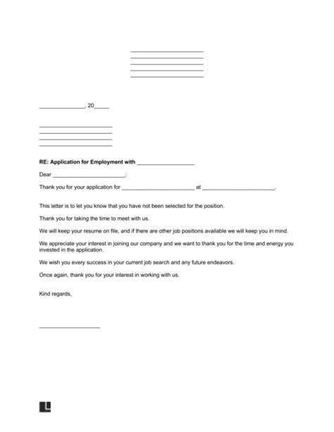 employment rejection letter  template  examples