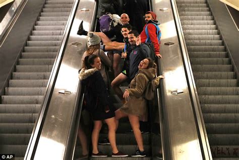 Exhibitionists Strip To Underwear For No Pants Subway Ride Daily Mail
