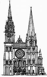 Chartres Cathédrale Catedral Gbc Elev Greatbuildings Gotica Lápices Bocetos sketch template