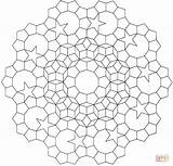 Coloring Mandala Geometric Pages Hexagons sketch template
