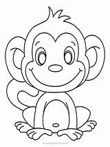 Monkey Coloring Kids Printable Cute Baby Pages Colouring Simple Preschool Sheet Jungle Zoo Book Sheets Cartoon Toddler Kindergarten Toddlers Drawing sketch template