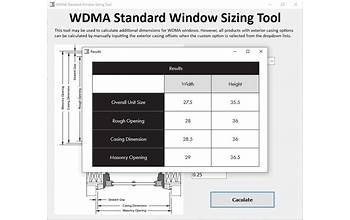 WDMA Standard Window Sizing Tool screenshot #1
