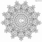 Mond Sternen Mandalas Ausmalen sketch template