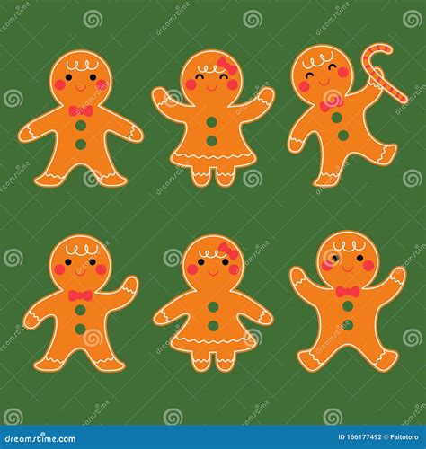 cute gingerbread boy  girl character set stock vector illustration