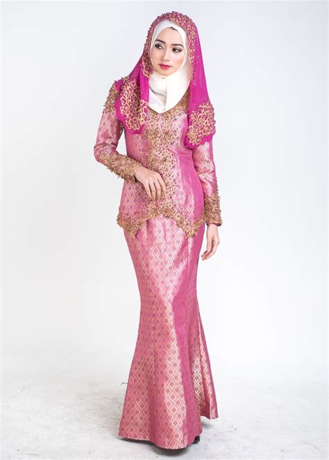 Salomah Kebaya Songket – Pink Malay Wedding Dress Kurung Moden