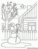 Snowman Melting Colorkid Pory Roku Neve Wiosna Scioglie Saisons Kolorowanki Printemps Stagioni Boneco Derrete Kolorowanka Schmelzen Topi sketch template