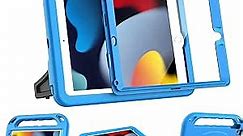 BMOUO Kids Case for New iPad 10.2 2021/2020/2019 - iPad 9th/8th/7th Generation Case for Kids, with Built-in Screen Protector, Shockproof Handle Stand Kids Case for iPad 10.2" (9th/8th/7th Gen) - Blue