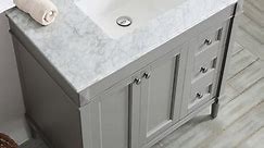 Vinnova 715036-GR-CA-NM Catania 36" Vanity Carrara Marble Countertop Without Mirror, 36 inch, Grey and White