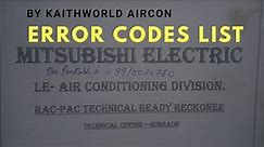 Mitsubishi electric ac error codes list
