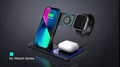 Wireless Charging Station, 3 in 1 Wireless Charger Stand, Fast Wireless Charging for iPhone 15 14 13 12 11Pro Max XR XS 8 Plus, for Apple Watch 8 7 6 5 4 3 2 SE, for Airpods 3 2 Pro(White)