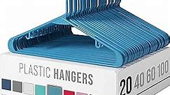 Clothes Hangers Plastic 20 Pack - Blue Plastic Hangers - Makes The Perfect Coat Hanger and General Space Saving Clothes Hangers for Closet - Percheros Ganchos para Colgar Ropa Hangars