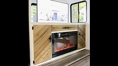 Custom RV Media Cabinet with TV Lift and Electric Fireplace