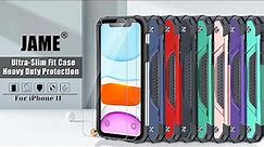 JAME Designed for iPhone 11 Case with Screen Protector 2PCS, Military-Grade Protection, Protective
