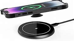 KPON Wireless Phone Charger for Popsocket/OtterBox/Thick Cases Up to 10mm - 15W Max Wireless Phone Charging Station, Compatible with iPhone 15/14/13/12(Adapter Not Include)