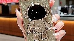 hzcwxqh Glitter Astronaut Case for iPhone SE (2022/2020) and iPhone 8/7, Bling Stand TPU - Gold