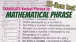 Conversion of Verbal Phrase to Mathematical Phrase | Algebraic | Word Problem to Equation