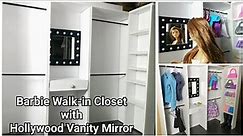 DIY Barbie Closet (with vanity mirror) | Walk-in Closet | worldofdollcrafts