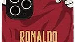 Slrioks Ronaldo Jersey Phone Case Creative Soccer Case for iPhone 14 Pro Max Thin Soft Imitation Leather Shockproof