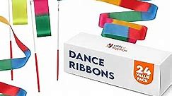 24 Pack Gymnastics Ribbon Wands - Unicorn Birthday Decorations, Rainbow & Princess Party Supplies,Rainbow Silk Streamers, Kids Party Games & Toys Favor , Girl Party Favors for Princess & Fairy Themes