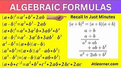 Algebraic Formulas Class 8, 9 & 10