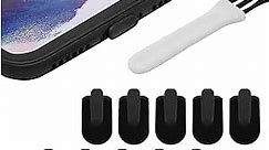 10 Anti Dust Plugs, Compatible with iPhone 11, X, XS, XR, 8, 7, 6 Plus, Max, Pro, AirPods, Protection from Dirt, Sand, Lint, and Debris with Port Cleaning Brush (Black)