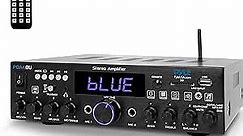 Pyle Wireless Bluetooth Home Stereo Amplifier - Multi-Channel 200W Power Amplifier Home Audio Receiver System w/Optical/Phono/Coaxial, FM Radio, USB/SD,AUX,RCA, Mic in - Antenna, Remote - PDA4BU.5