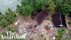 Drone footage shows damage caused by Indonesian tsunami