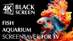 4K Black Screen Fish Aquarium ScreenSaver for TV, PS5, XBOX, PC, APPLE DEVICES - For Sleep