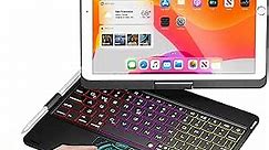 BABG iPad 9th Generation Case with Keyboard, 360° Rotatable Backlit Keyboard with Pencil Holder for 10.2 inch iPad 9th Gen 2021/ 8th Gen 2020/ 7th Gen 2019 and iPad Air 3 / Pro 10.5" -Black
