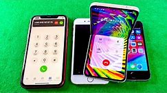 3 Apple iPhone incoming call at the same time Samsung Galaxy Z flip outgoing calls iPhone 11, 6s, 5s