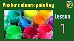 Poster colours painting || Poster colours painting for beginners lesson - 1|| poster colours