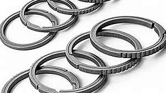 FEGVE Key Ring, Titanium Side Pushing Key Rings Keychain Rings Small Split Keyrings for Men (Grey-8pcs)