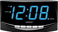 Sharp Easy to See Alarm Clock with Jumbo 2” Numbers - Bright Blue LED Display - Easy Set-up & Simple to Use –See from Across The Room! - High/Low Alarm Volume