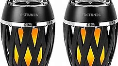 TikiTunes Portable Bluetooth 5.0 Indoor/Outdoor Wireless Speakers, LED Torch Atmospheric Lighting Effect, 5-Watt Audio USB Speakers, 2000 mAh Battery for iPhone/iPad/Android (Set of 2)